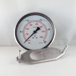 Glycerine filled pressure gauge 100 Bar diameter dn 100mm u-clamp