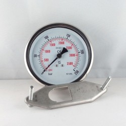 Glycerine filled pressure gauge 250 Bar  diameter dn 100mm u-clamp