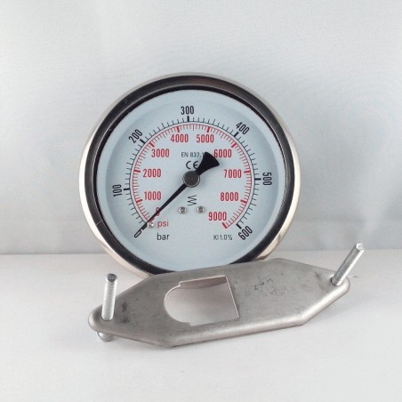 Glycerine filled pressure gauge 600 Bar  diameter dn 100mm u-clamp