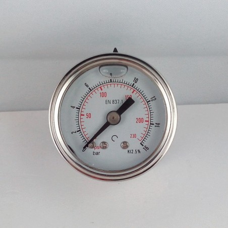 Stainless steel pressure gauge 16 Bar diameter dn 40mm back