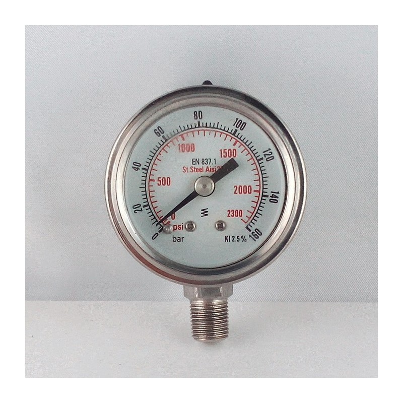 Manometro Inox 160 Bar diametro dn 40mm radiale Manometro Inox 160 Bar diametro dn 40mm radiale