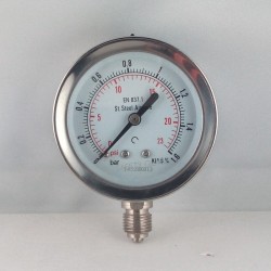 Stainless steel pressure gauge 1,6 Bar diameter dn 63mm bottom