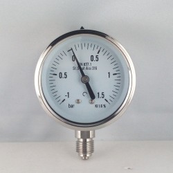 Stainless steel compuond gauge -1+1,5 Bar diameter dn 63mm bottom