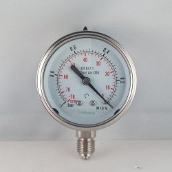 Stainless steel vacuum gauge -1 Bar diameter dn 63mm bottom