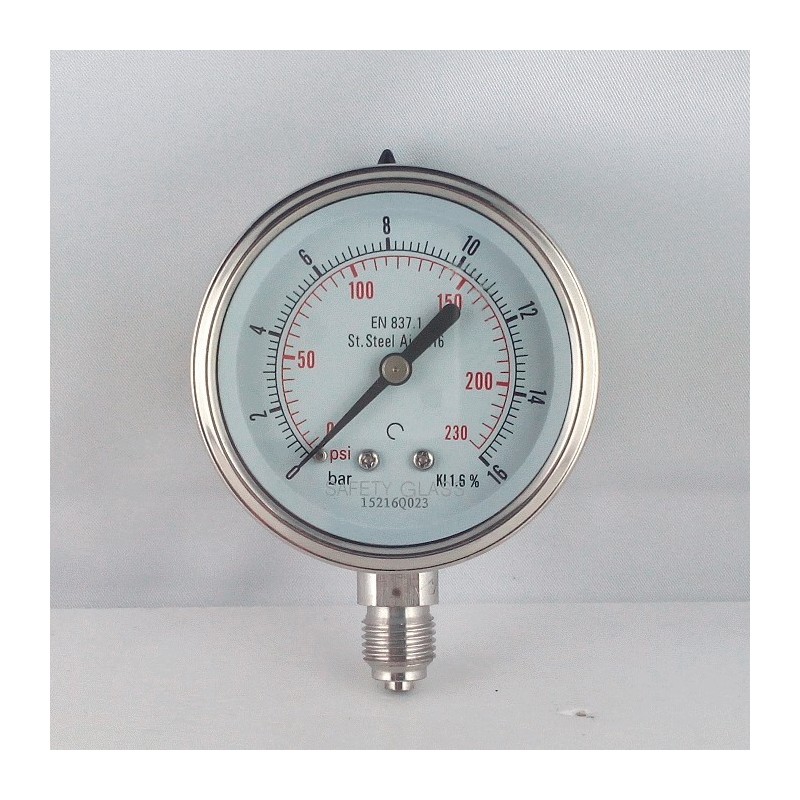 Manometro Inox 16 Bar diametro dn 63mm radiale Manometro Inox 16 Bar diametro dn 63mm radiale
