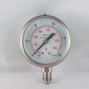 Stainless steel pressure gauge 100 Bar diameter dn 63mm bottom