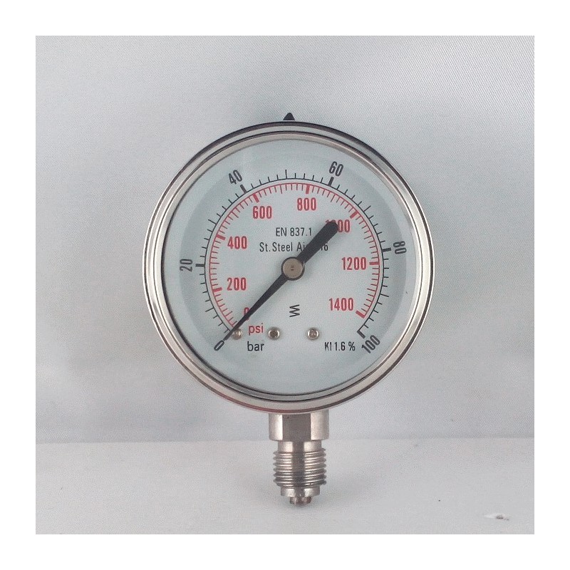 Manometro Inox 100 Bar diametro dn 63mm radiale Manometro Inox 100 Bar diametro dn 63mm radiale