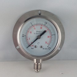 Stainless steel pressure gauge 2,5 Bar dn 63mm back flange