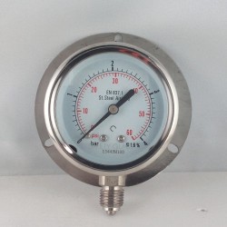 Stainless steel pressure gauge 4 Bar dn 63mm back flange