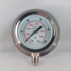 Stainless steel pressure gauge 100 Bar dn 63mm back flange