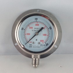 Stainless steel pressure gauge 400 Bar dn 63mm back flange