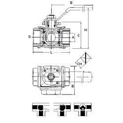 3 way stainless stell ball valves L movement 1/2"