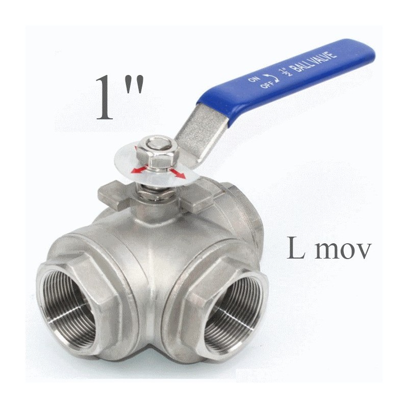 Valvola a sfera inox 3 vie 1"gas  movimento L