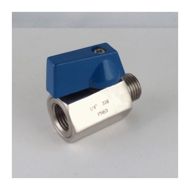 Mini exagonal stainless steel ball valves M/F 1/4"