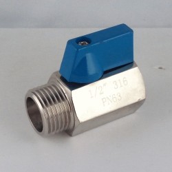 Mini exagonal stainless steel ball valves M/F 1/2"