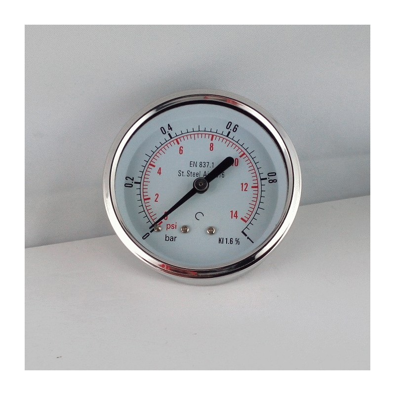 Manometro Inox 1 Bar diametro dn 63mm posteriore Manometro Inox 1 Bar diametro dn 63mm posteriore
