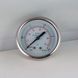 Stainless steel pressure gauge 2,5 Bar diameter dn 63mm back