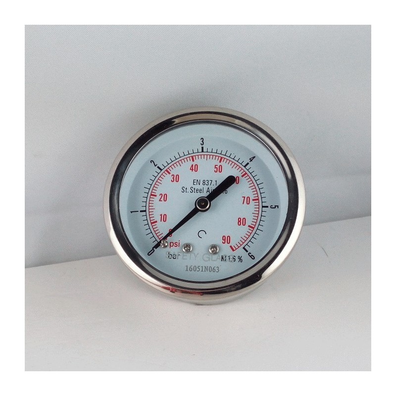 Stainless steel pressure gauge 6 Bar diameter dn 63mm back Stainless steel pressure gauge 6 Bar diameter dn 63mm back
