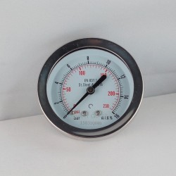 Stainless steel pressure gauge 16 Bar diameter dn 63mm back