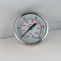 Stainless steel pressure gauge 100 Bar diameter dn 63mm back