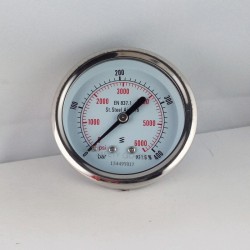 Stainless steel pressure gauge 400 Bar diameter dn 63mm back