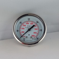 Stainless steel pressure gauge 600 Bar diameter dn 63mm back