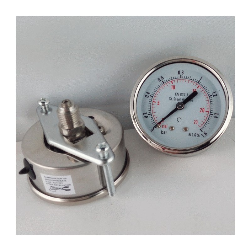 Stainless steel pressure gauge 1,6 Bar dn 63mm u-clamp