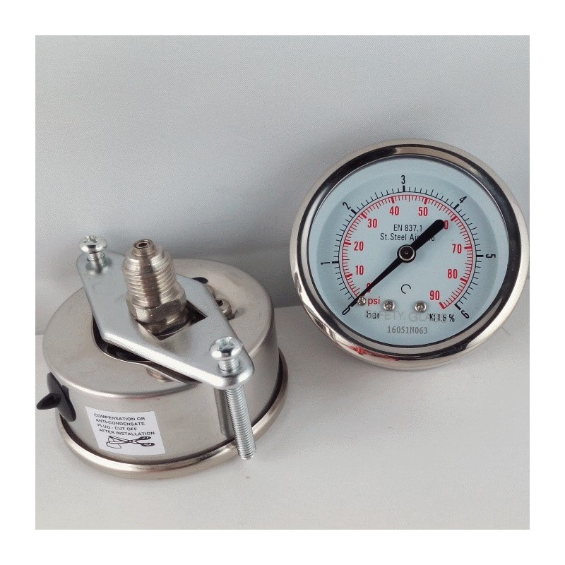 Stainless steel pressure gauge 6 Bar dn 63mm u-clamp Stainless steel pressure gauge 6 Bar dn 63mm u-clamp