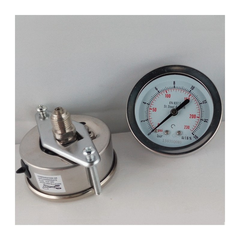 Manometro Inox 16 Bar diametro dn 63mm staffa Manometro Inox 16 Bar diametro dn 63mm staffa