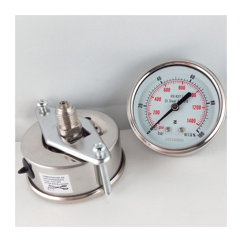 Stainless steel pressure gauge 100 Bar dn 63mm u-clamp Stainless steel pressure gauge 100 Bar dn 63mm u-clamp