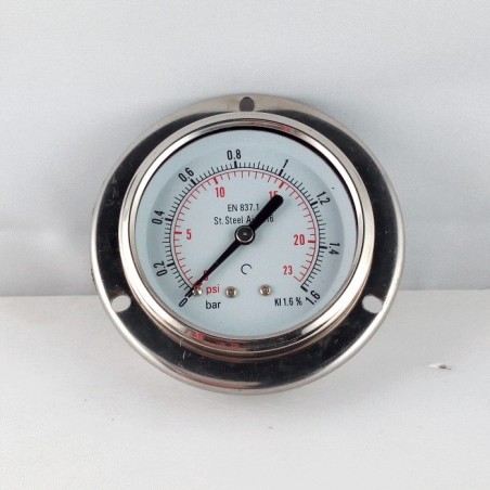Stainless steel pressure gauge 1,6 Bar dn 63mm flange