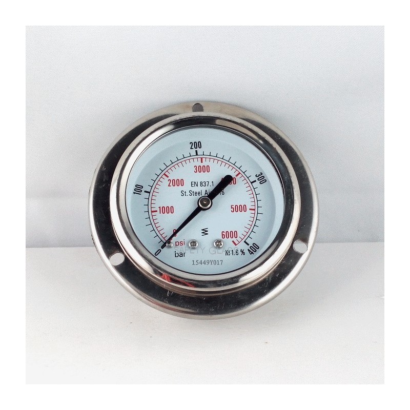 Stainless steel pressure gauge 400 Bar dn 63mm flange Stainless steel pressure gauge 400 Bar dn 63mm flange