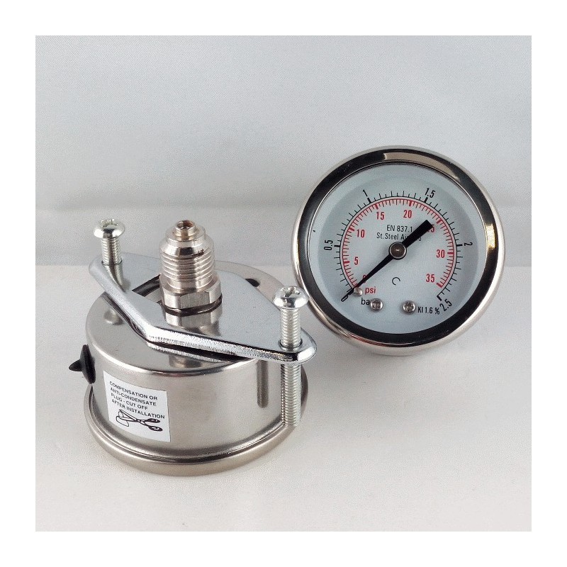 Manometro Inox 2,5 Bar diametro dn 50mm staffa Manometro Inox 2,5 Bar diametro dn 50mm staffa