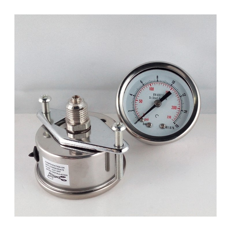 Manometro Inox 16 Bar diametro dn 50mm staffa Manometro Inox 16 Bar diametro dn 50mm staffa