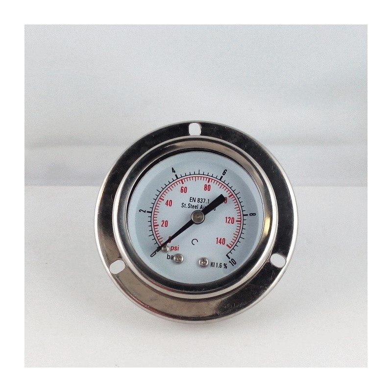 Manometro Inox 10 Bar diametro dn 50mm flangia