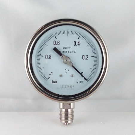Vuotometro Inox -1 Bar diametro dn 100mm radiale