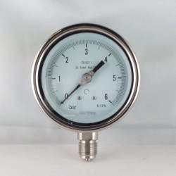 Stainless steel pressure gauge 6 Bar diameter dn 100mm bottom