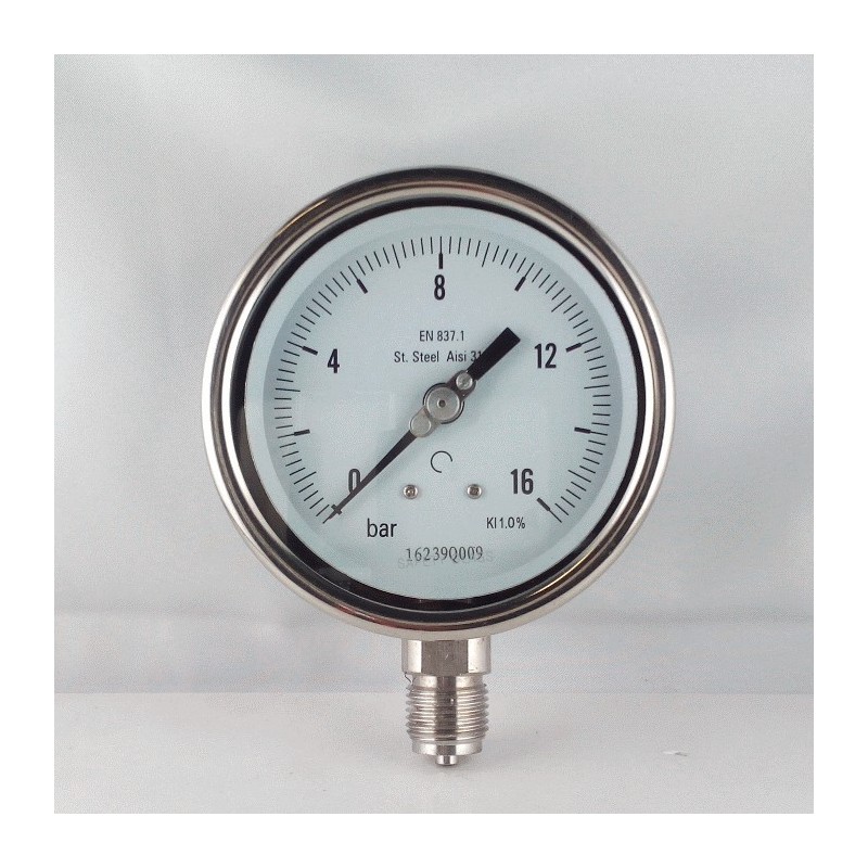 Manometro Inox 16 Bar diametro dn 100mm radiale Manometro Inox 16 Bar diametro dn 100mm radiale