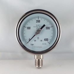 Stainless steel pressure gauge 400 Bar diameter dn 100mm bottom