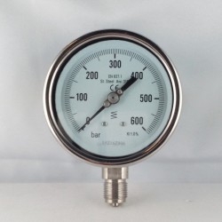 Stainless steel pressure gauge 600 Bar diameter dn 100mm bottom