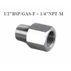 Stainless Steel adapter from 1/2"BSP-F to 1/4 NPT-F