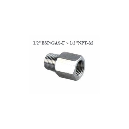 Stainless Steel adapter from F 1/2"BSP to M 1/2"NPT