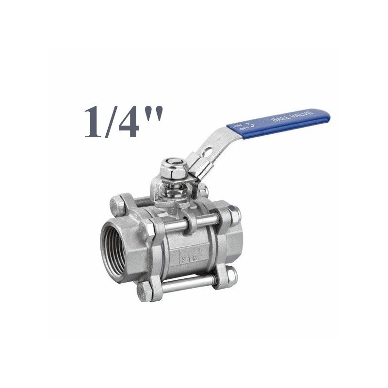 Valvola a sfera inox 3pz filettate F/F 1/4"Gas