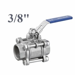 Valvola a sfera F/F inox 3pz filettate 3/8"Gas