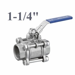 Valvola a sfera inox 3pz filettate F/F 1-1/4"Gas