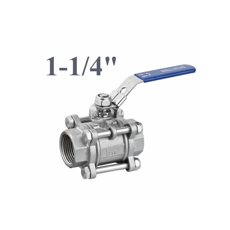 Valvola a sfera inox 3pz filettate F/F 1-1/4"Gas Valvola a sfera inox 3pz filettate F/F 1-1/4"Gas