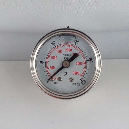 Glycerine filled pressure gauge for washer 315 Bar dn 63mm back