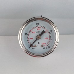 Glycerine filled pressure gauge for washer 400 Bar dn 40mm back