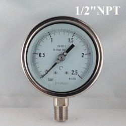 Manometro Inox 2,5 Bar diametro dn 100mm rad 1/2"NPT