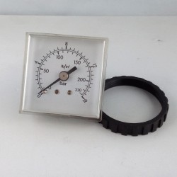 Panel square pressure gauge 16 Bar 48x48mm with loking ring